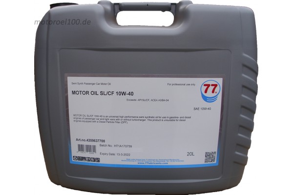 77 Libricants  Motor Oil SL/CF 10W-40 20 Lt