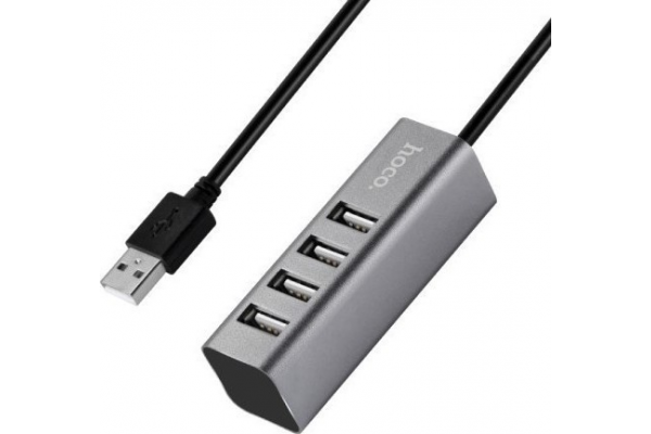 USB 2.0 Hub Hoco HB1 4 Θέσεων Γκρί 