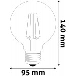 Avide LED Filament Κοινή G95 7W E27 360° Θερμό 2500K Ντιμαριζόμενο/Κεχριμπάρι