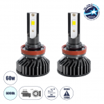 GloboStar 82027 H8/H9/H11/H16 F2 Line KIT 3rd Generation Can-Bus Series LED CREE CXB COB 30/60W 7000lm DC 12V Αδιάβροχο IP65 Ψυχρό Λευκό 6000K