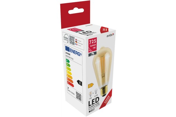 Avide LED Filament ST57 7W E27 360° Θερμό 2500K Ντιμαριζόμενο/Κεχριμπάρι