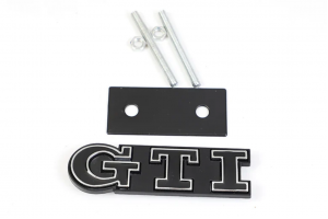 Σήμα Μάσκας Λογότυπο VW GTI Μαύρο - Ασημί 92mm x 26mm 1 Τεμάχιο