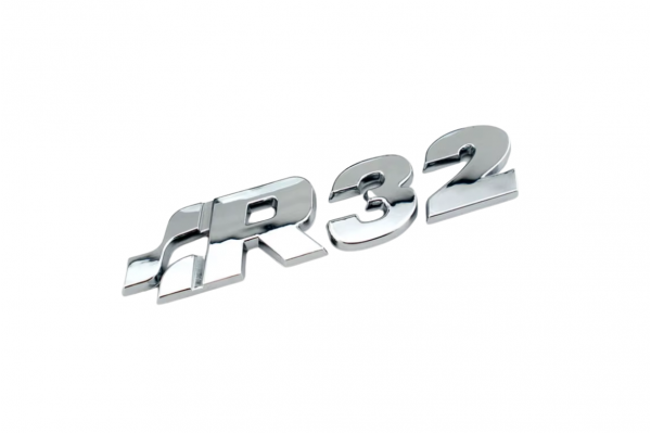 Αυτοκόλλητο Σήμα Λογότυπο R32 22mm x 90mm Χρωμίου 1 Τεμάχιο