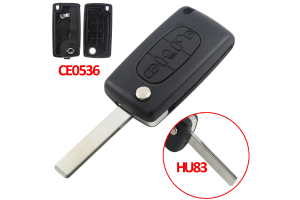 Κέλυφος Κλειδιού Για Citroen C3 C4 C5 C6 - Peugeot 307 308 407 408 Με 3 Κουμπιά Μεσαίο πλήκτρο Φώτα - CE0536 - Λάμα HU83