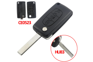 Κέλυφος Κλειδιού Για Citroen C3 C4 C5 C6 - Peugeot 307 308 407 408 Με 3 Κουμπιά Μεσαίο πλήκτρο Φώτα - CE0523 - Λάμα HU83