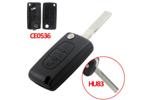 Κέλυφος Κλειδιού Για Citroen C3 C4 C5 C6 - Peugeot 307 308 407 408 Με 3 Κουμπιά Μεσαίο πλήκτρο Μπαγκάζ - CE0536 - Λάμα HU83