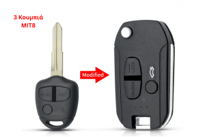 Μετατροπή Flip Σε Νέο Κέλυφος Κλειδιού Για Mitsubishi Outlander Grandis Pajero Lancer Με 3 Κουμπιά & Λάμα MIT8