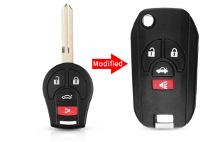 Μετατροπή Flip Σε Νέο Κέλυφος Κλειδιού Για Nissan Sylphy-Cube-Juke-Rogue-Micra-Qashqai-Altima-Maxima-Sentra-Versa Με Λάμα NSN14 & 3 Κουμπιά-Panic