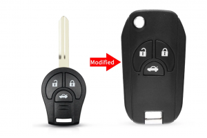 Μετατροπή Flip Σε Νέο Κέλυφος Κλειδιού Για Nissan Sylphy-Cube-Juke-Rogue-Micra-Qashqai-Altima-Maxima-Sentra-Versa Με Λάμα NSN14 & 3 Κουμπιά