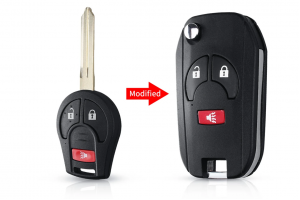 Μετατροπή Flip Σε Νέο Κέλυφος Κλειδιού Για Nissan Sylphy-Cube-Juke-Rogue-Micra-Qashqai-Altima-Maxima-Sentra-Versa Με Λάμα NSN14 & 2 Κουμπιά-Panic