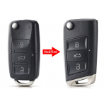 Μετατροπή Flip Σε Νέο Κέλυφος Κλειδιού Για Volkswagen Polo-Passat-B5-Tiguan-Golf Seat-Skoda Με 3 Κουμπιά Μεσαίο Φωτάκι