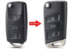 Μετατροπή Flip Σε Νέο Κέλυφος Κλειδιού Για Volkswagen Polo-Passat-B5-Tiguan-Golf Seat-Skoda Με 3 Κουμπιά Μεσαίο Φωτάκι
