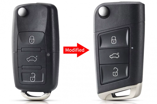 Μετατροπή Flip Σε Νέο Κέλυφος Κλειδιού Για Volkswagen Polo-Passat-B5-Tiguan-Golf Seat-Skoda Με 3 Κουμπιά Μεσαίο Φωτάκι
