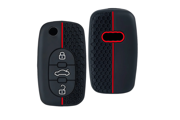 Wevora Κάλυμμα Σιλικόνης Μαύρο-Κόκκινο Για Κλειδί Audi A1-A2-A3-A4 Με 3 Κουμπιά
