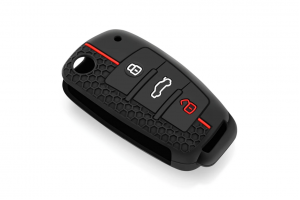 Wevora Κάλυμμα Σιλικόνης Μαύρο-Κόκκινο Για Κλειδί Audi A2-A3-A4-A6-A6L-A8-Q7-TT Με 3 Κουμπιά