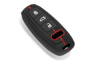 Wevora Κάλυμμα Σιλικόνης Μαύρο-Κόκκινο Για Κλειδί Audi A3-A4-B9-A6-A7-A8-E-tron-Q5-Q8 Με 3 Κουμπιά