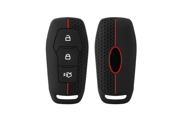 Wevora Κάλυμμα Σιλικόνης Μαύρο-Κόκκινο Για Ford Mondeo-Fiesta-Puma-Kuga-Mustang Με 3 Κουμπιά