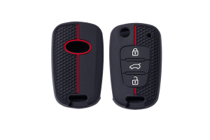 Wevora Κάλυμμα Σιλικόνης Μαύρο-Κόκκινο Για Hyundai i20-i30 Kia Picanto-Rio-Sorento Με 3 Κουμπιά