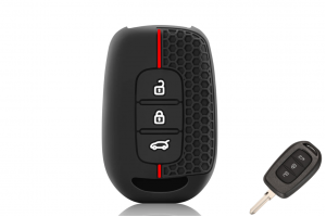 Wevora Κάλυμμα Σιλικόνης Μαύρο-Κόκκινο Για Renault Logan-Clio-Captur-Laguna-Scenic - Dacia Duster-Sandero Με 3 Κουμπιά 