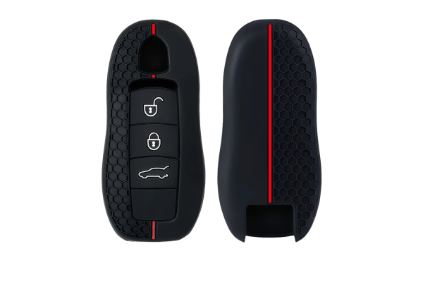 Wevora Κάλυμμα Σιλικόνης Μαύρο-Κόκκινο Για Porsche Panamera-Spyder-Carrera-Macan-Boxster-Cayman-Cayenne-911-970-981-991 Με 3 Κουμπιά