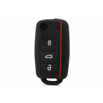 Wevora Κάλυμμα Σιλικόνης Μαύρο-Κόκκινο Για Volkswagen Polo-Passat-B5-Tiguan-Golf Seat-Skoda Με 3 Κουμπιά