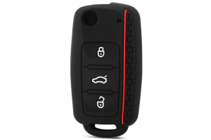 Wevora Κάλυμμα Σιλικόνης Μαύρο-Κόκκινο Για Volkswagen Polo-Passat-B5-Tiguan-Golf Seat-Skoda Με 3 Κουμπιά