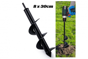 Αρίδα Σπιράλ Τρυπάνι 8 x 30cm Για Φύτευση Βολβών - Συμβατό Με Οικιακό Δράπανο