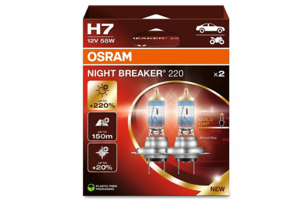 Osram Night Breaker +220% H7 12V 55W - 2 ΤΜΧ 64210NB220-2HB