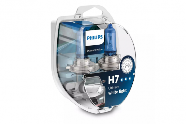 Philips DiamondVision H7 Αλογόνου 12V 55W 5000K 12972DVS2 – Σετ 2τμχ
