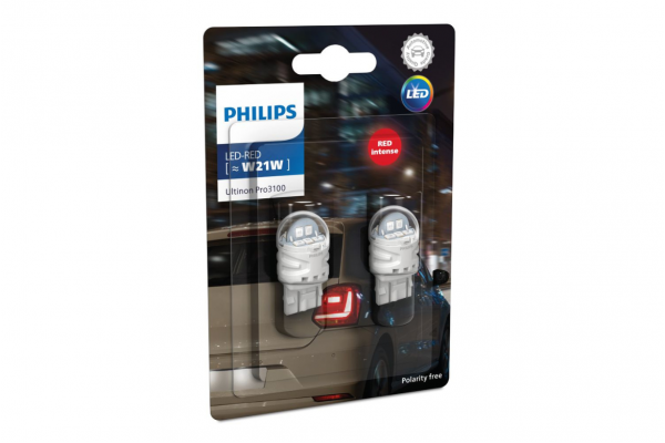 Philips Ultinon Pro3100 LED W21W 12V 1.73W Red 11065RU31B2 – 2 τεμάχια