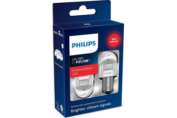 Philips Λάμπες Αυτοκινήτου P21W X-tremeUltinon LED Red P21W-BA15S-1156 LED 6000K Κόκκινο 12-24V 2.7W 2τμχ