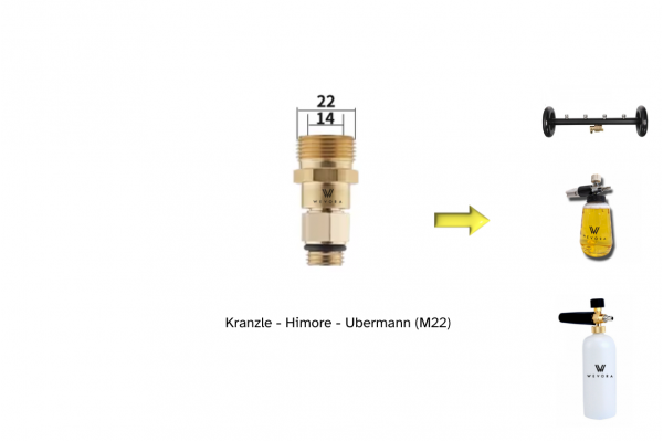 Wevora Μεταλλικός Αντάπτορας Kranzle - Himore - Ubermann (M22) Για Αφροποιήτες