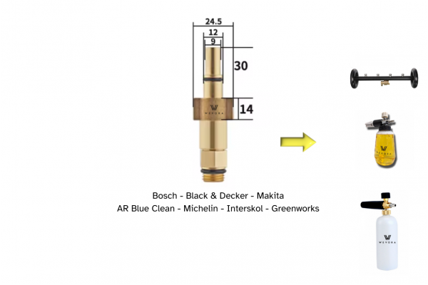 Wevora Μεταλλικός Αντάπτορας Bosch - Black & Decker - Makita Για Αφροποιήτες