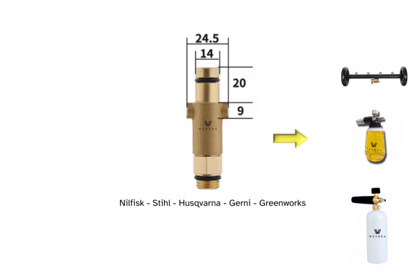 Wevora Μεταλλικός Αντάπτορας Nilfisk - Stihl - Husqvarna Για Αφροποιήτες