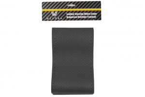 Wevora Δερμάτινο Ραφτό Κάλυμμα Τιμονιού 37-38cm - Γκρι με Τρυπητή Επιφάνεια