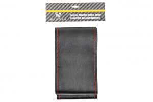 Wevora Δερμάτινο Ραφτό Κάλυμμα Τιμονιού 37-38cm - Μαύρο-Κόκκινο με Λεία Επιφάνεια