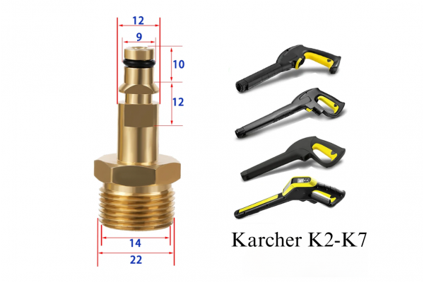 Wevora Αντάπτορας Για Πιστόλια & Λάστιχα Υψηλής Πίεσης Karcher K2-K7 Με Σπείρωμα M22