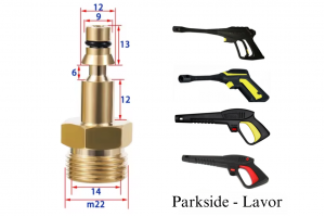 Wevora Αντάπτορας Για Πιστόλια & Λάστιχα Υψηλής Πίεσης Parkside - Lavor Με Σπείρωμα M22