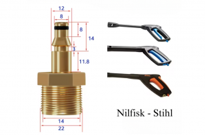 Wevora Αντάπτορας Για Πιστόλια & Λάστιχα Υψηλής Πίεσης Nilfisk - Stihl Με Σπείρωμα M22