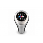 Leather Luxe Πόμολο - Λεβιέ 5-6 Ταχυτήτων Για BMW E46-E53-E60-E61-E63-E65-E81-E82-E83-E87-E90-E91-E92-X1-X3-X5 Ασημί M