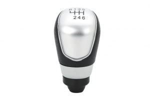 Leather Luxe Πόμολο 6 Ταχυτήτων Ασημί για Ford Focus MK2-MK3 /Fiesta MK7 /Mondeo MK4 /Kuga MK1