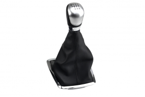 Leather Luxe Δερμάτινη Φούσκα Με Πόμολο 5 Ταχυτήτων Ασημί Για Ford Focus 2-MK2-C-MAX-MK3-MK4-MK7