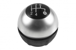 Leather Luxe Με Πόμολο-Λεβιέ 5 Ταχυτήτων Για Fiat 500 500C 2007-2018 Ασημί