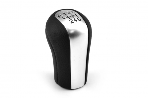 Leather Luxe Δερμάτινο Πόμολο 6 Ταχυτητων Ασημί Για Toyota Aygo -Corolla -Rav4 -Avensis -Yaris 1999-2010