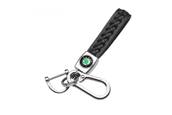 Δερμάτινο Premium Μπρελόκ Κλειδιών Με Μεταλλικό Κρίκο Ασφαλείας Για Skoda