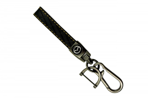 Μπρελόκ Κλειδιών Δερμάτινο με Κίτρινες Ραφές & Μεταλλικό Κούμπωμα Για Mazda