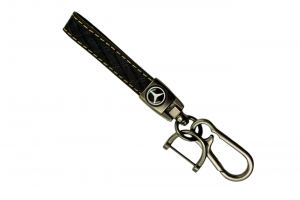 Μπρελόκ Κλειδιών Δερμάτινο με Κίτρινες Ραφές & Μεταλλικό Κούμπωμα Για Mercedes