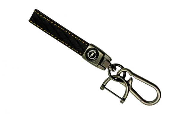 Μπρελόκ Κλειδιών Δερμάτινο με Κίτρινες Ραφές & Μεταλλικό Κούμπωμα Για Opel