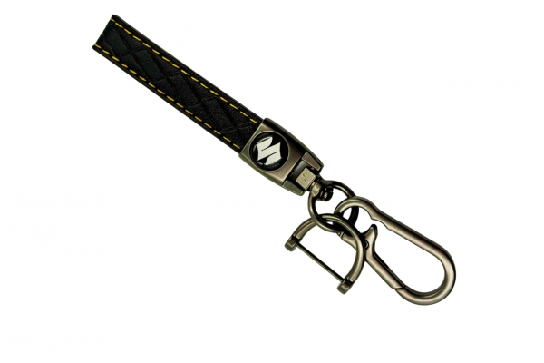 Μπρελόκ Κλειδιών Δερμάτινο με Κίτρινες Ραφές & Μεταλλικό Κούμπωμα Για Suzuki