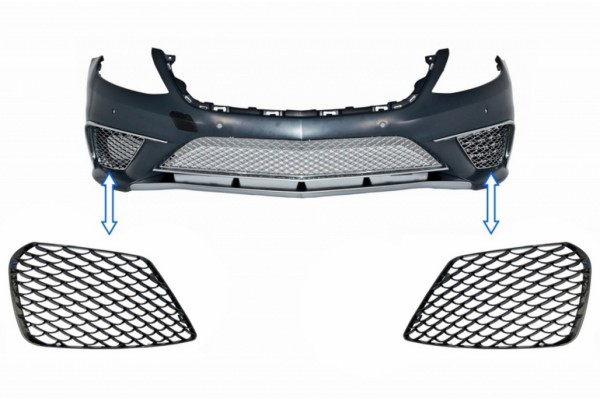Πλαϊνές Γρίλιες Μπροστινού Προφυλακτήρα Κατάλληλες Για Mercedes S-Class W222 (2013-2017) S63 Design Piano Black